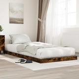 Floor Bed Frame Smoked Oak 100 x 200 cm Engineered Wood 893552