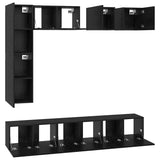 TV Cabinet Set Wall-mounted 8 pcs Black Oak Engineered Wood 3393280