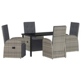 Garden Dining Set with Cushion 5 pcs Grey Poly Rattan 3379501