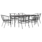 7 Piece Garden Dining Set Black Poly Rattan Glass 3334490