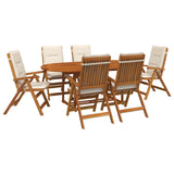 Outdoor Dining Set with Parasol 8 pcs Cream White 3438546