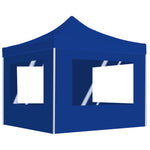 ZNTS Professional Folding Party Tent with Walls Aluminium 3x3 m Blue 45487