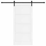 Sliding Door 93 x 202 cm Engineered Wood White and Black 3449987