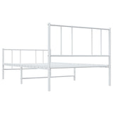 Metal Bed Frame without Mattress with Footboard White 107x203cm 352543