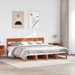 ZNTS Bed Frame without Mattress Wax Brown 200x200 cm Solid Wood Pine 3302308