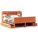 ZNTS Bookcase Bed without Mattress Wax Brown 200x200cm Solid Wood Pine 3308911