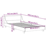 Bed Frame without Mattress White 90x190 cm Single Solid Wood Pine 850750