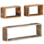 ZNTS 3 Piece Wall Cube Shelf Set Soild Reclaimed Wood 285845