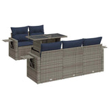 6 Piece Garden Sofa Set with Cushions Grey Poly Rattan 3326412