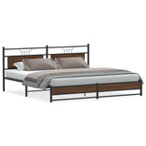 Metal Bed Frame without Mattress Brown Oak 193x201 cm 3325133