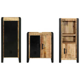 Bathroom Furniture Set 3 pcs Brown and Black Solid Mango Wood 3305616