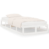 Bed Frame White Solid pine wood, Plywood 75x190 cm Small Single 820822