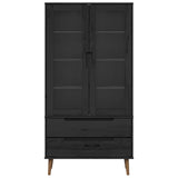 Glass Display Cabinet Black 90 x 35 x 175 cm 42020945