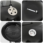 ZNTS Charcoal Grill Cart with Lid Black 96x72x113 cm Metal 42003856