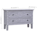 Sideboard Grey wash finish Solid Mahogany wood 90x30x60 cm 283851