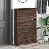 Shoe Cabinet Brown Oak 80x21x125.5 cm Engineered Wood 839930