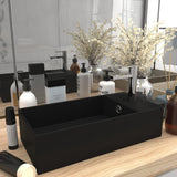 Bathroom Sink with Overflow Ceramic Matt Black 146997