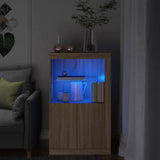 Side Cabinet with LED Lights Sonoma Oak Engineered Wood 836625