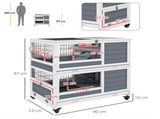 Double Deckers Guinea Pig Cage, Indoor Rabbit Hutch with Feeding Trough, Trays, Ramps, Openable Top T3398P350093