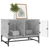 Coffee Table with Glass Doors Concrete Grey 68.5x50x50 cm 836542