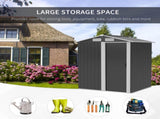 Garden Metal Tool Storage Shed with Sliding Door, Sloped Roof and Foundation Kit, 152 x 132 x 188cm, T3398P313648