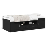 Daybed with Drawers without Mattress Black 90x200 cm 3280245