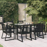 7 Piece Garden Dining Set Black PVC Rattan 3156545