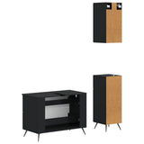 3 Piece Bathroom Cabinet Set BREDA Black Engineered Wood 3417802
