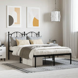 Metal Bed Frame without Mattress with Headboard Black 120x190cm 353436