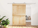 Sliding Door Natural and White 95 x 210 cm Solid Pine Wood 3445030