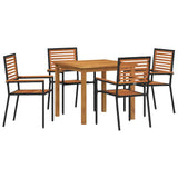 Garden Dining Set 5 pcs Black Solid Acacia Wood 3365514