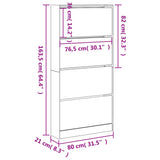 Shoe Cabinet with 4 Flip-Drawers Concrete Grey 80x21x163.5 cm 3214367