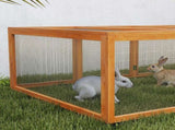 Wooden Rabbit Hutch Cage 6ft with Wire Mesh, Openable Roof, Play Space for Outdoor, Natural Wood T3398P350030