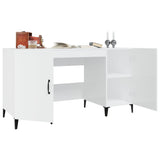 Desk High Gloss White 140x50x75 cm Engineered Wood 812777