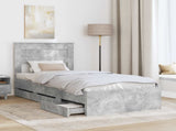 Bed Frame with Drawer Concrete Grey 90 x 200 cm Engineer Wood 3409880