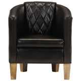 Tub Chair Black Real Leather 359639