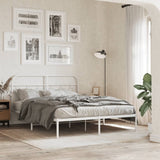 Metal Bed Frame without Mattress with Headboard White 150x200cm 377168