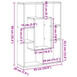 Bookcase Old Wood 63x20x90 cm Engineered Wood 858145