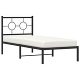 Metal Bed Frame without Mattress with Headboard Black 80x200cm 376217