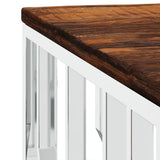 Coffee Table Silver Stainless Steel and Solid Wood Reclaimed 350061
