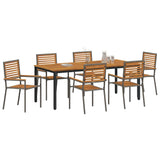 Garden Dining Set 7 pcs Grey and Brown Poly Rattan 3365506