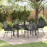 Garden Dining Set with Cushion 5 pcs Black Poly Rattan 3380871