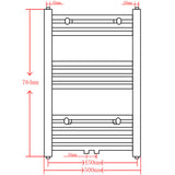 Black Bathroom Central Heating Towel Rail Radiator Straight 500x764mm 141905