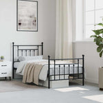 Metal Bed Frame without Mattress with Footboard Black 90x190cm 353547