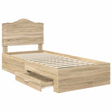 Bed Frame with Drawer Sonoma Oak 90 x 200 cm Engineered Wood 3413650