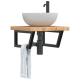 Basin Shelf Wall Mounted Steel and Solid Wood Oak 3302411