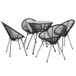 ZNTS 5 Piece Outdoor Dining Set PVC Rattan Black 3060280