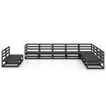 ZNTS 10 Piece Garden Lounge Set Black Solid Pinewood 3075868