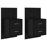 Wall-mounted Bedside Cabinet with Drawer 2 pcs Black Oak 880488