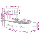 Bookcase Bed without Mattress 75x190 cm Small Single Solid Wood Pine 3322933